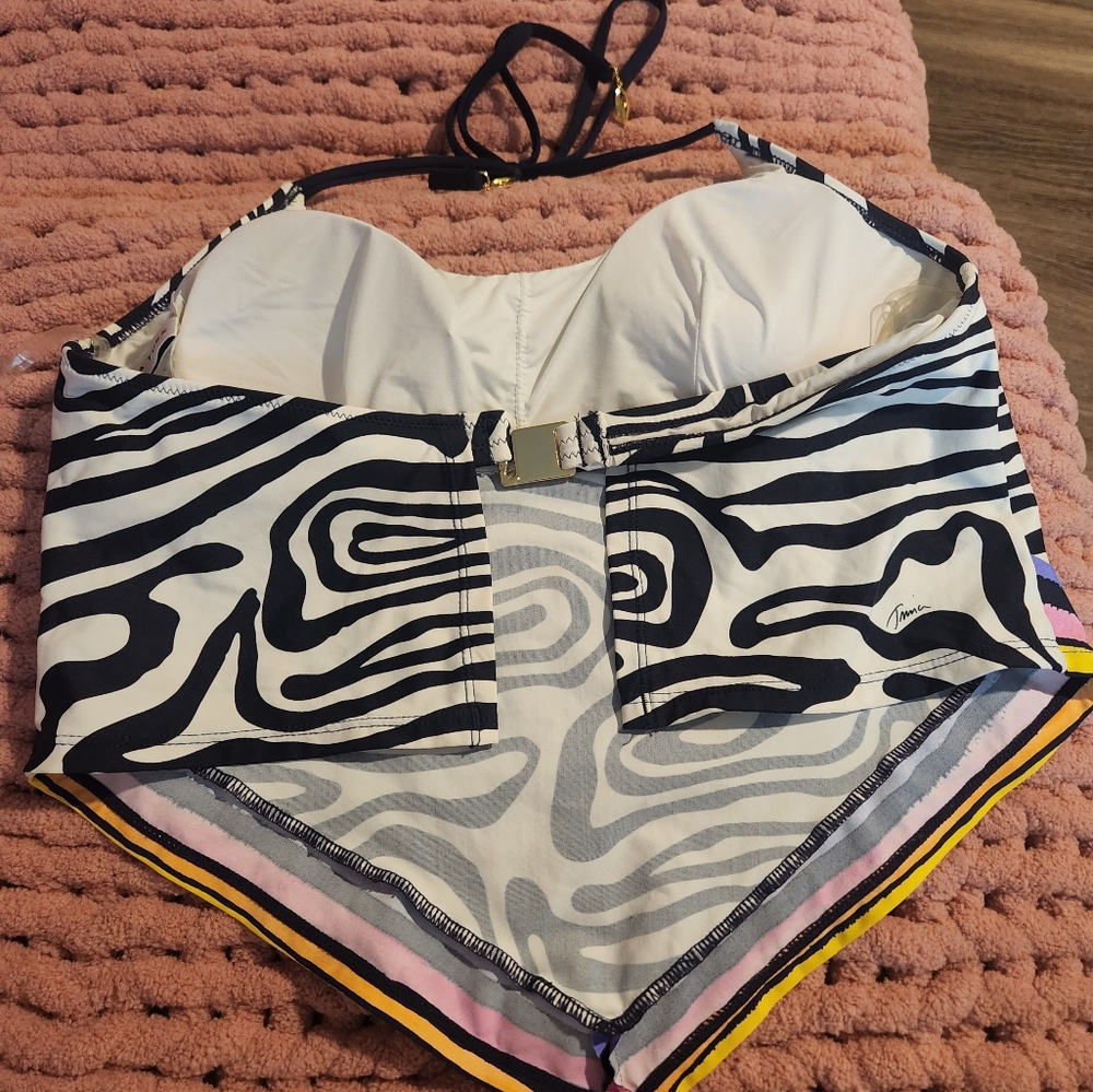 Trina Turk Zebra Print Halter Top with Colorful Trim - Picture 4 of 8